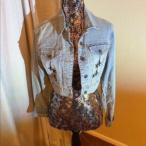 Women's Denim Jacket with Embroidered Details
